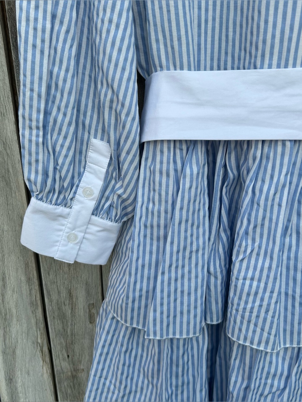 Marielle Almelo Brittany Blue Stripes Dress Egyptian Cotton Blue White OS - Picture 12 of 16